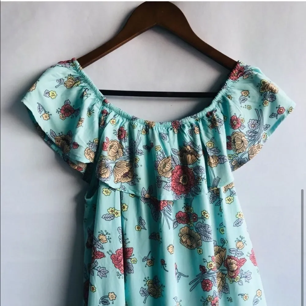 Gap Floral Aqua Blue Dress